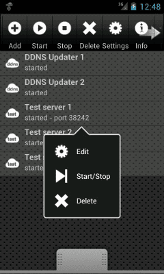 Screenshot of the application Test Server - #1