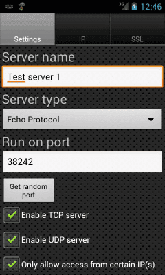 Screenshot of the application Test Server - #2
