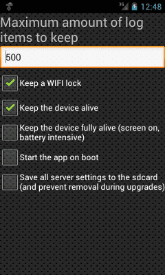 Screenshot of the application Test Server - #7