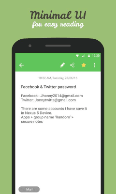 Screenshot of the application Secure Notes - #5