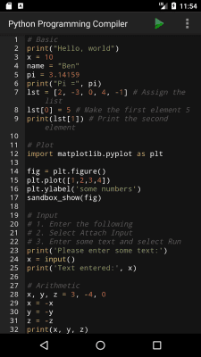 Screenshot of the application Python Programming Interpreter - #1