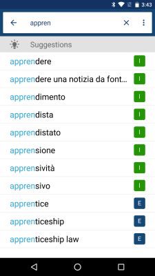 Screenshot of the application Italian English Dictionary - #1