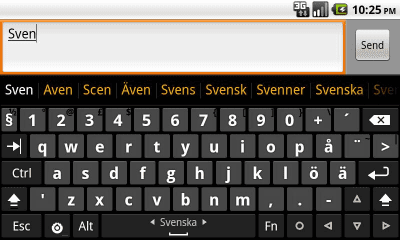 Screenshot of the application Swedish dictionary for Hacker's Keyboard - #1