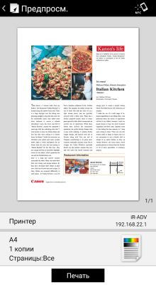 Screenshot of the application Canon PRINT Business - #2