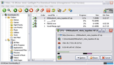 Screenshot of the application GetRight Pro - #1