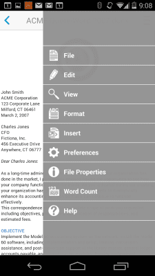 Screenshot of the application Docs To Go - Free Office Suite - #3