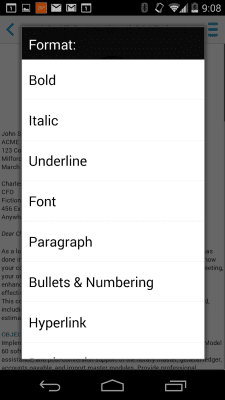 Screenshot of the application Docs To Go - Free Office Suite - #4