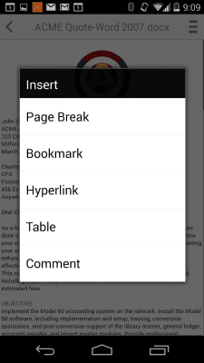 Screenshot of the application Docs To Go - Free Office Suite - #8