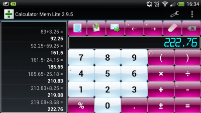 Screenshot of the application Calculator with memory - #5