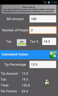 Screenshot of the application Tip Calculator Classic - #2