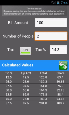 Screenshot of the application Tip Calculator Classic - #3