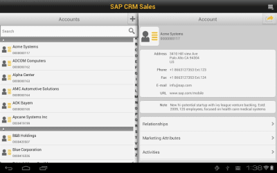 Screenshot of the application SAP CRM Sales - #1