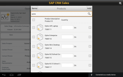 Screenshot of the application SAP CRM Sales - #5