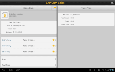 Screenshot of the application SAP CRM Sales - #6