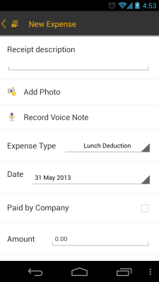 Screenshot of the application SAP Travel Receipt Capture - #3