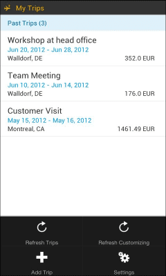 Screenshot of the application SAP Travel Expense Report - #1