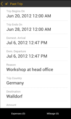 Screenshot of the application SAP Travel Expense Report - #2