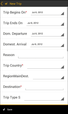 Screenshot of the application SAP Travel Expense Report - #3