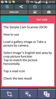Screenshot of the application Plain Text Scanner (OCR) - #2