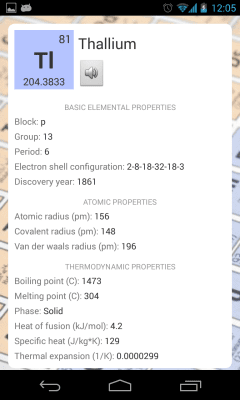 Screenshot of the application Socratica Mendeleev Table - #3