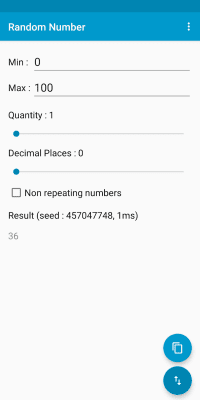 Screenshot of the application Random Number - #1