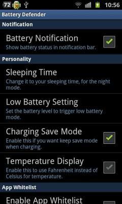 Screenshot of the application Battery Defender - #2