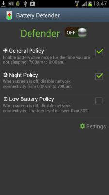 Screenshot of the application Battery Defender - #4
