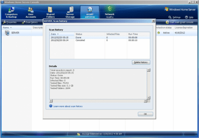 Screenshot of the application Avast Windows Home Server Edition - #4