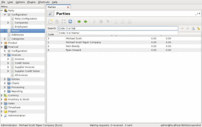 Screenshot of the application Tryton - #4