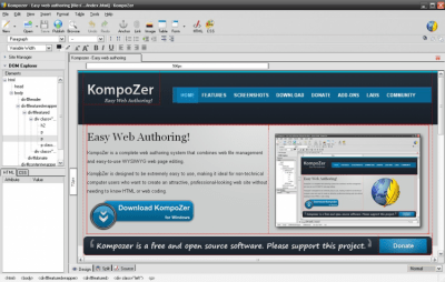 Screenshot of the application KompoZer - #1