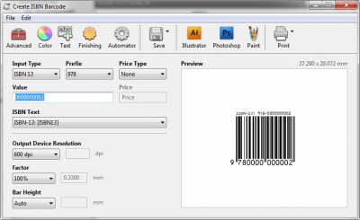 Screenshot of the application Barcode Producer - #5