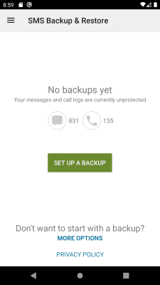 Screenshot of the application SyncTech SMS Backup & Restore - #1