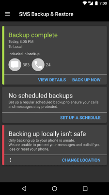 Screenshot of the application SyncTech SMS Backup & Restore - #2