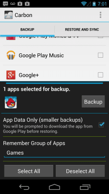 Screenshot of the application Helium - App Sync and Backup - #2