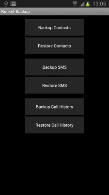 Screenshot of the application Rocket Backup (SMS&Contacts) - #1