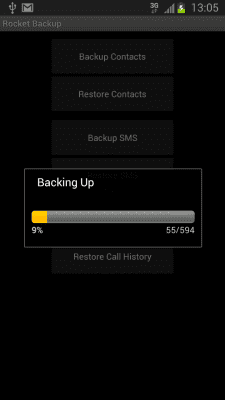 Screenshot of the application Rocket Backup (SMS&Contacts) - #4