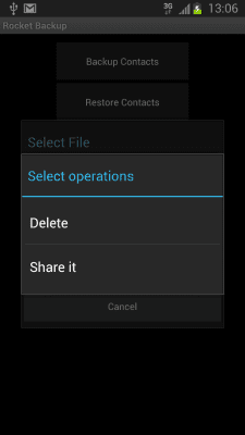 Screenshot of the application Rocket Backup (SMS&Contacts) - #5