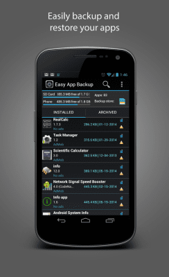 Screenshot of the application Easy App Backup - #1