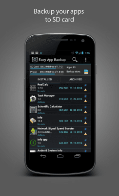 Screenshot of the application Easy App Backup - #2