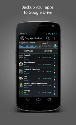 Screenshot of the application Easy App Backup - #3