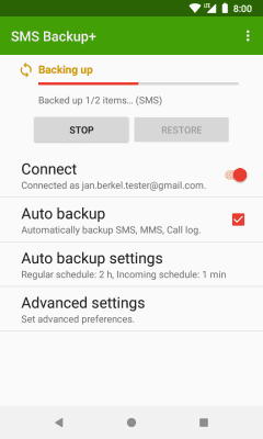 Screenshot of the application SMS Backup + - #1