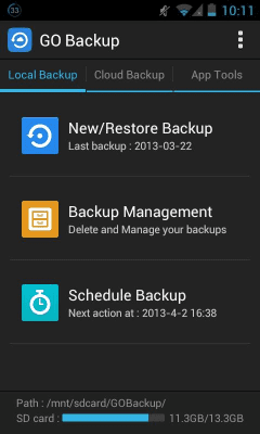 Screenshot of the application GO Backup Pro - #1