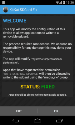 Screenshot of the application KitKat SDCard Fix - #1