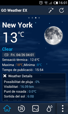 Screenshot of the application Catalan Language GOWeatherEX - #1