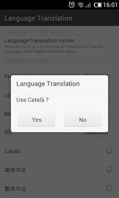 Screenshot of the application Catalan Language GOWeatherEX - #2