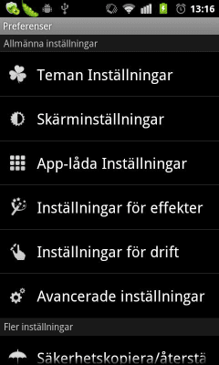 Screenshot of the application GO LauncherEX Swedish language - #2
