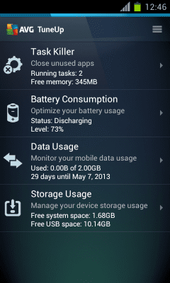 Screenshot of the application AVG Task and Battery Manager - #2