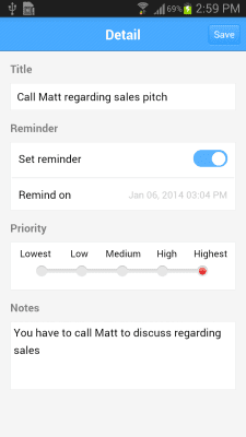 Screenshot of the application Zoho Taskz - #6