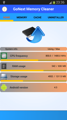 Screenshot of the application Memory Cleaner Go Next! - #2