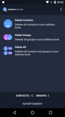 Screenshot of the application Deleting contacts - #1